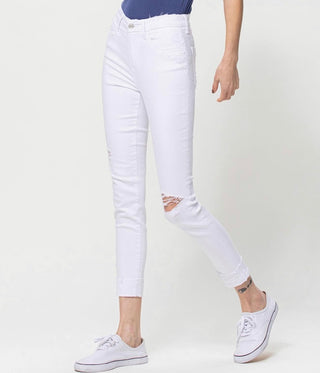 Haylie High Rise Cuffed Distressed Skinny Jeans