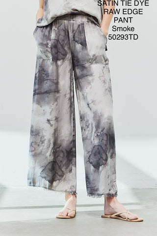 Aurora Satin Tie Dye Raw Edge Pant