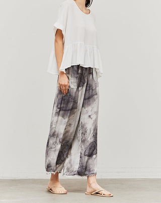 Aurora Satin Tie Dye Raw Edge Pant