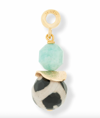 Amazonite +Tibetan Agate Tulip Charm